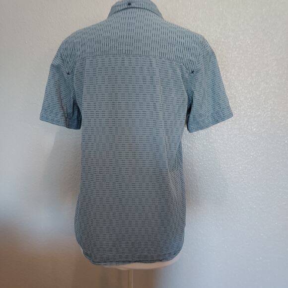 Toad & Co Blue Striped Button Down Short Sleeve Size M - Picture 6 of 11